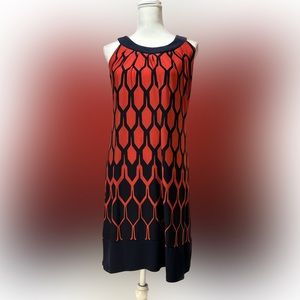Enfocus Studio red and black sleeveless dress. Size 8 Hem is above knee